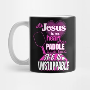 Jesus and a Pickleball Paddle Saying Motivational Mug